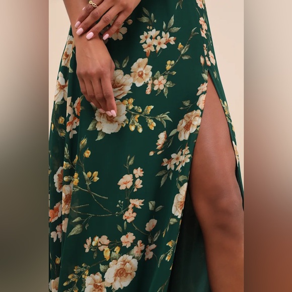 New Lulus Remarkable Arrival Emerald Green Floral Sleeveless Maxi Dress S, M - Picture 4 of 4